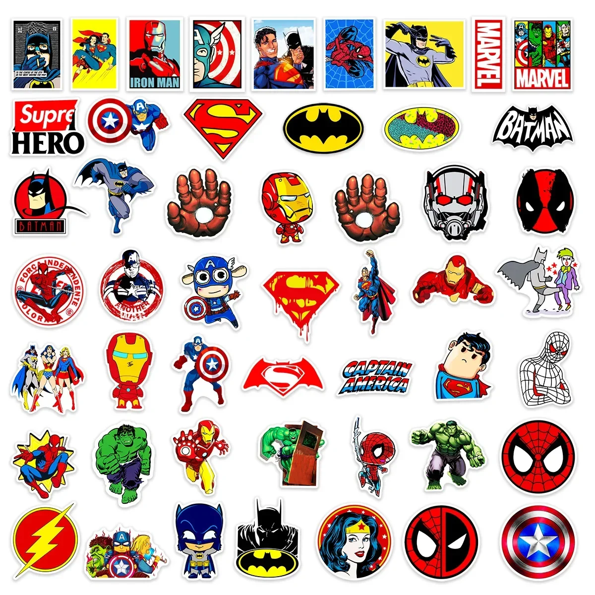 50/100Pcs Disney The Avengers Marvel Stickers for Laptop Phone Snowboard Luggage Fridge DIY Decal Kid Toy Graffiti Sticker Gift