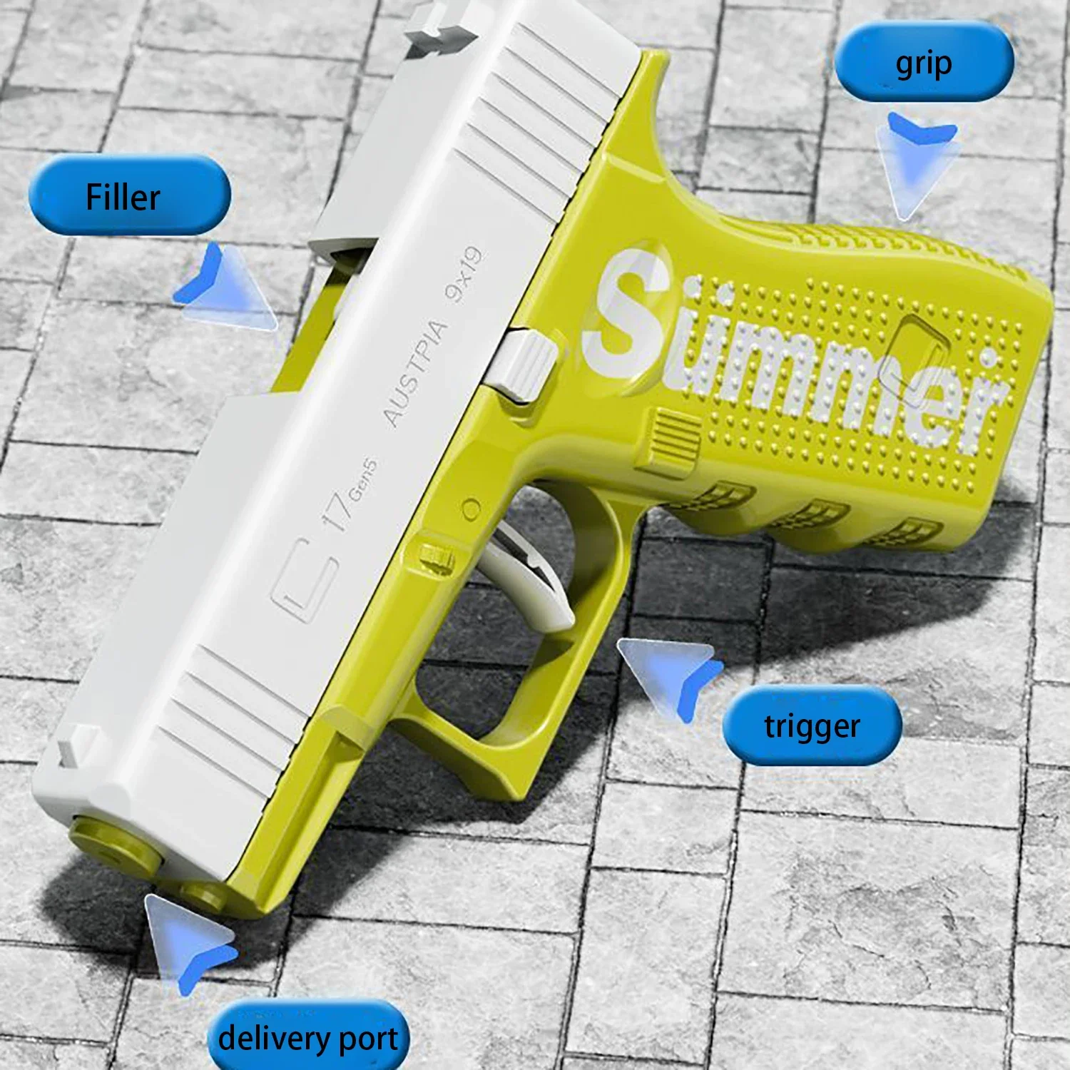 اضغط يدويًا على ألعاب مسدس الماء لرش الماء بالضغط العالي ونطاق طويل يسبب مصاربات المياه المستمرة في الداخل #6