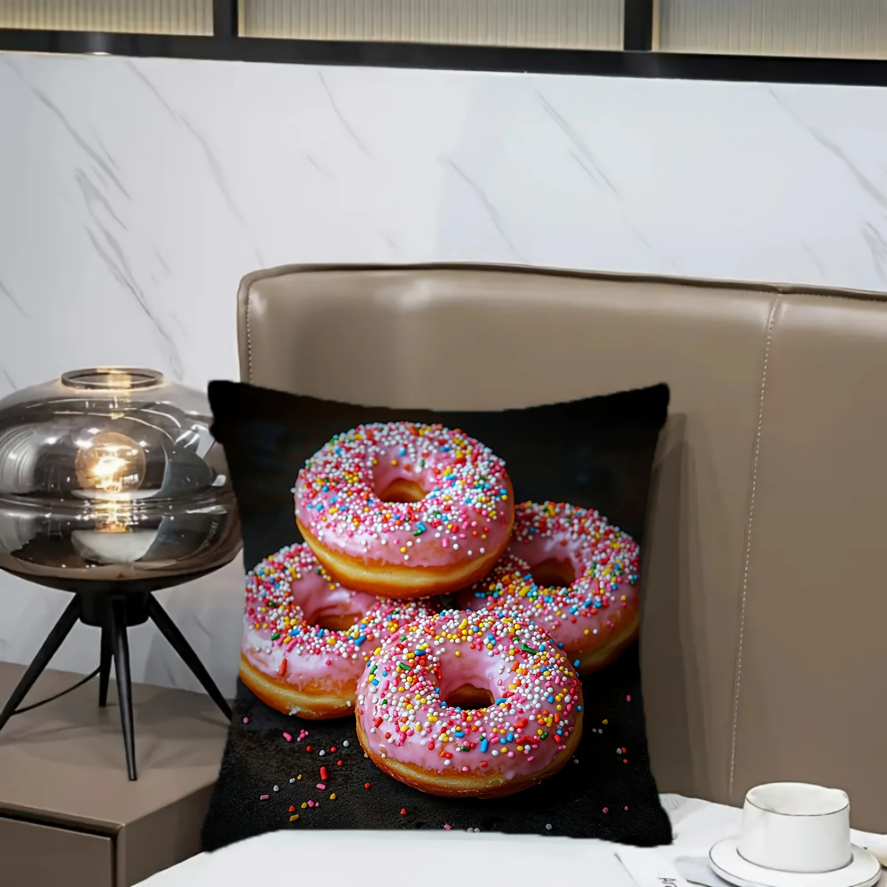 Cute Donut Pillowcase Throw Cushion Cover 40x40cm Novelty Food Lover Home Decor Dessert Gift Decorative Pillow for Bedroom Sofa