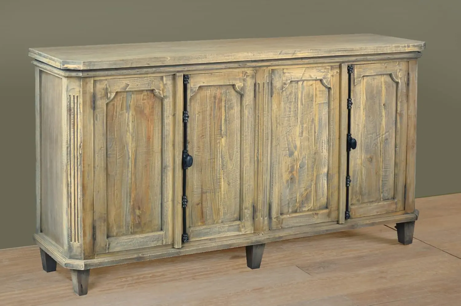 

Cottage 71" Panel Door Credenza | Driftwood Brown Solid Wood Fully Assembled Cabinet Sideboard kitchen furniture