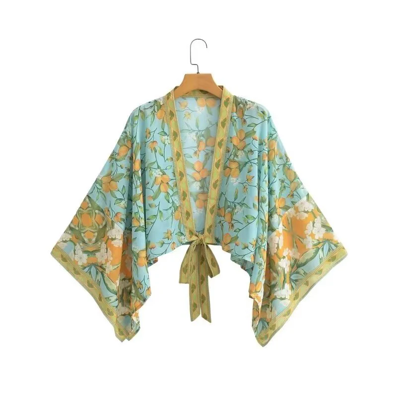 

Women Chiffon Shawl Floral Short Section Sunscreen Clothing Female Summer Cardigan Jacket Thin Section Top Topcoat Outwear