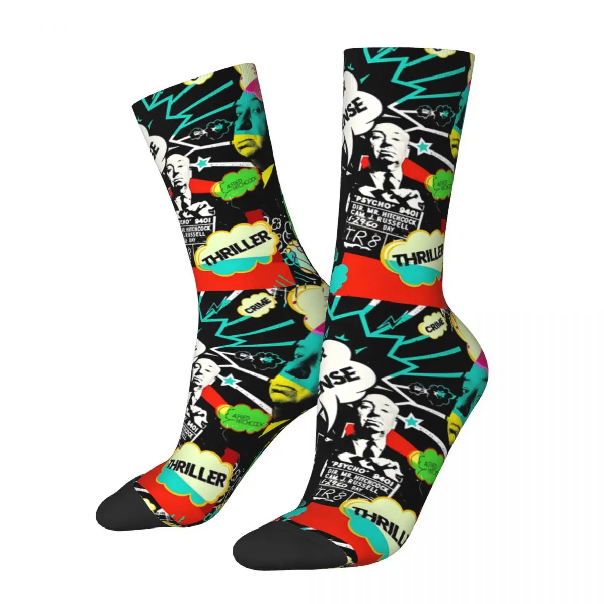 Hip Hop Vintage Officially Licensed Fan Art Socks Crazy Men's compression Socks Unisex Hitchcock Harajuku Pattern Printed Funny