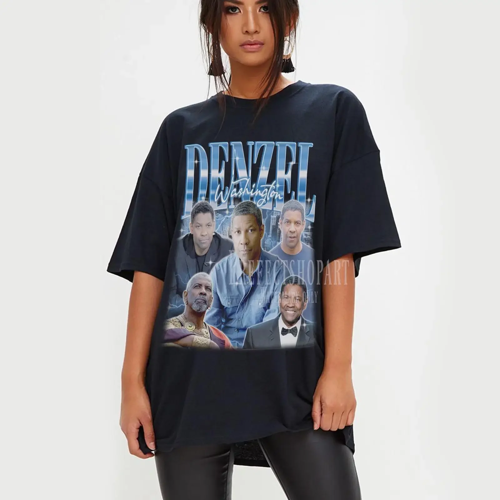 Retro Denzel Washington Vintage T Shirt Actor Homage Fan Movie Star  vintage Washed Stylish Breathable graphic fashion