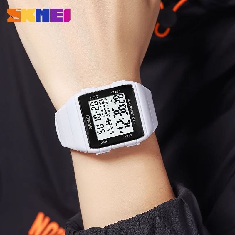 SKMEI Fashion Men's Watches Luxury 2Time Digital Watch Waterproof Led Light Original Brand Wristwatch Countdown Alarm Clock