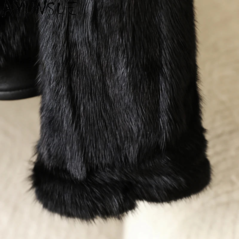 AYUNSUE Cappotti di pelliccia di visone naturale per donna 2025 Cappotti e giacche invernali da donna Abbigliamento casual Cappotti donna di alta qualità Ropa Mujer
