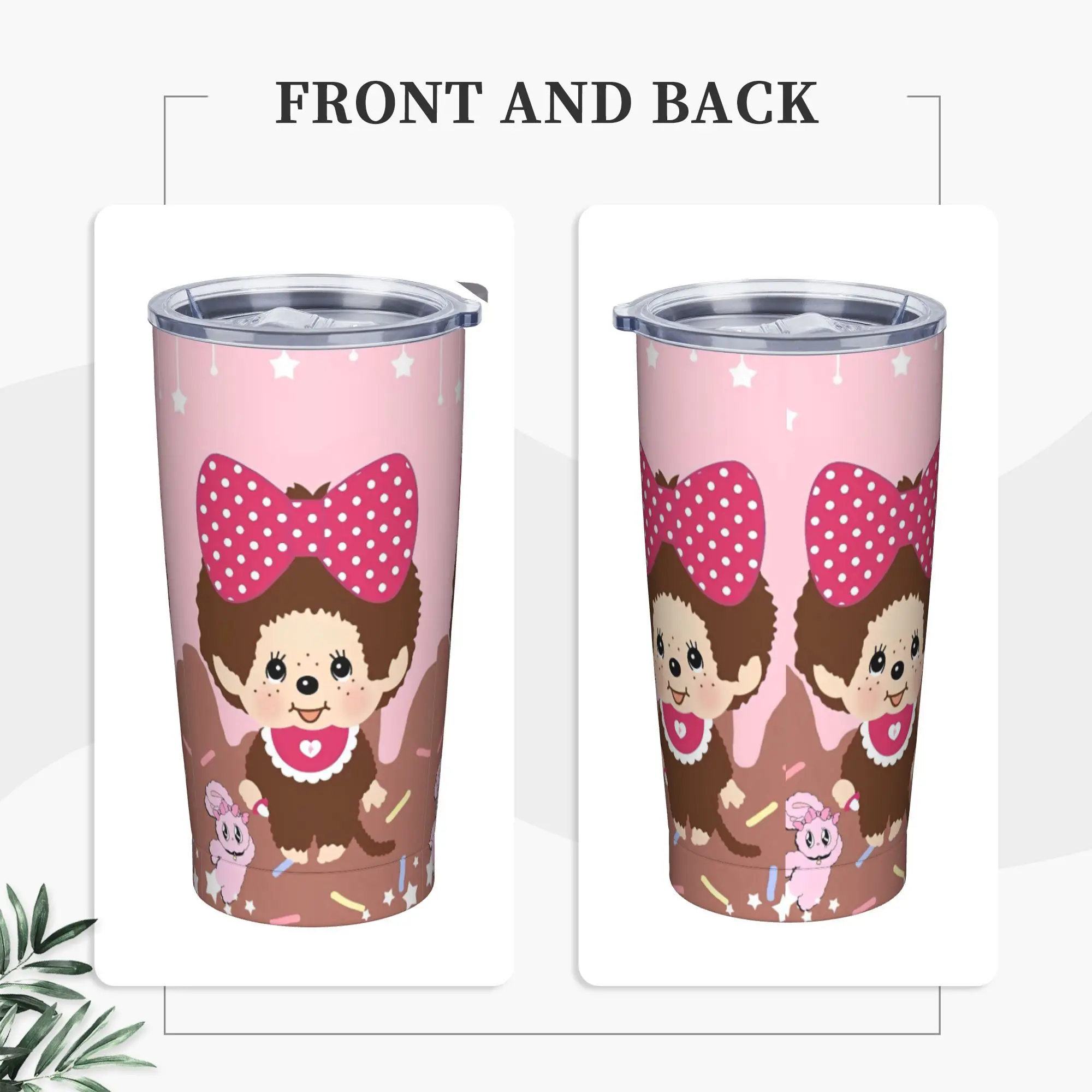 

Stainless Steel Tumbler Monchhichis Thermal Mug Heat Preservation Cold Drink Car Mugs Travel Printed Water Bottle