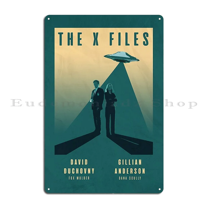 The X Files Mulder And Scully David Duchovny And Gillian Anderson Metal Sign Cinema Wall Decor Iron Club Tin Sign Poster