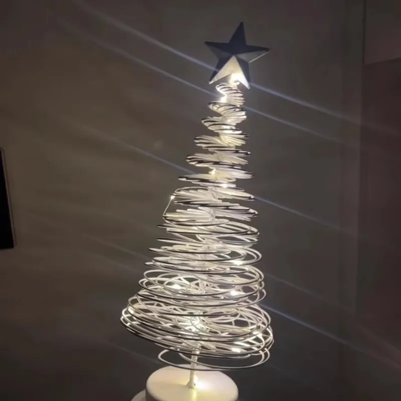 Desktop Christmas Tree Spiral Night Light Mini Small Decoration Bedroom Home Ornament image 5
