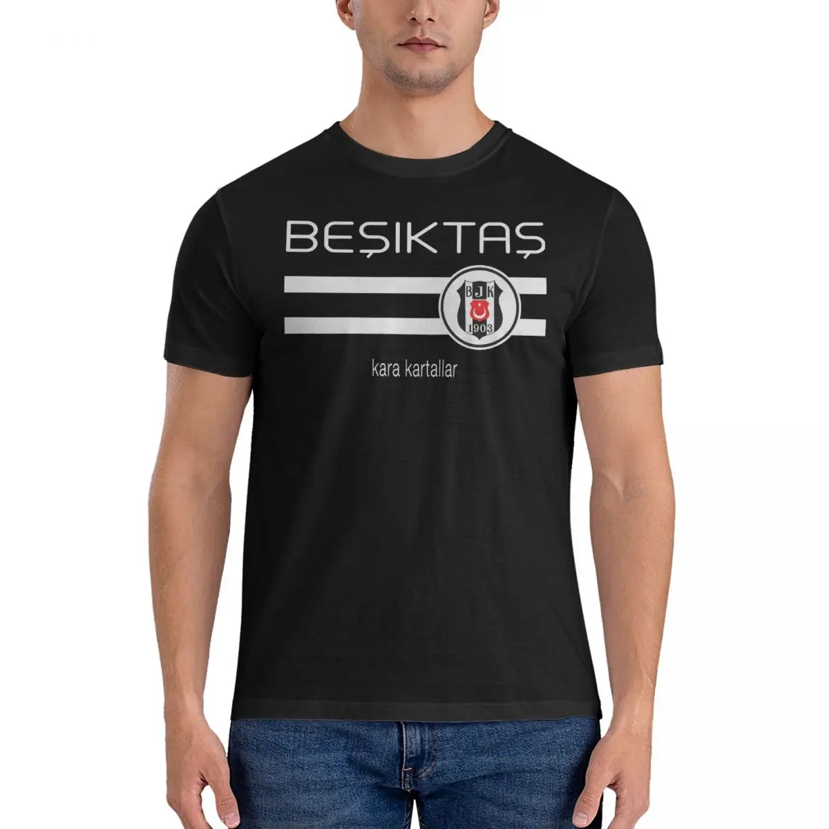 Men T-Shirt Super League - (Away Black) Hipster Pure Cotton Tees Short Sleeve Besiktas T Shirt Crewneck Clothes Graphic