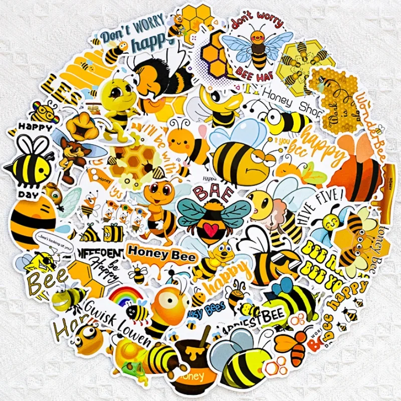 10/25/50pcs Cartoon Little Bees Graffiti Stickers for Luggage Water Bottle Phone Laptop Guitar Scrapbook Helmet Car Wall Decal