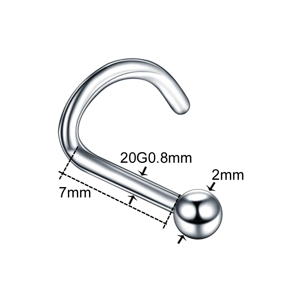 5pcs/lot 20G Stainless Steel Nose Stud Set Moon Heart Star Nose Piercing Screw Rings L Shape Nostril Piercing Women Men Jewelry