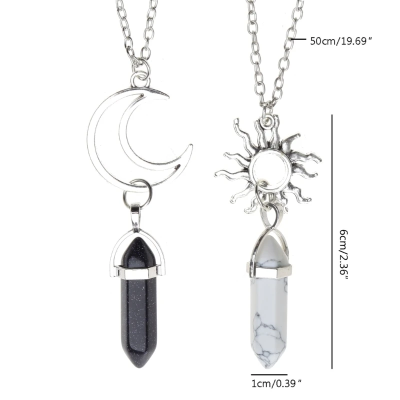Hexagonal Column Crystal Couple Pendant Gift for Fiancee Girlfriend Wife Husband