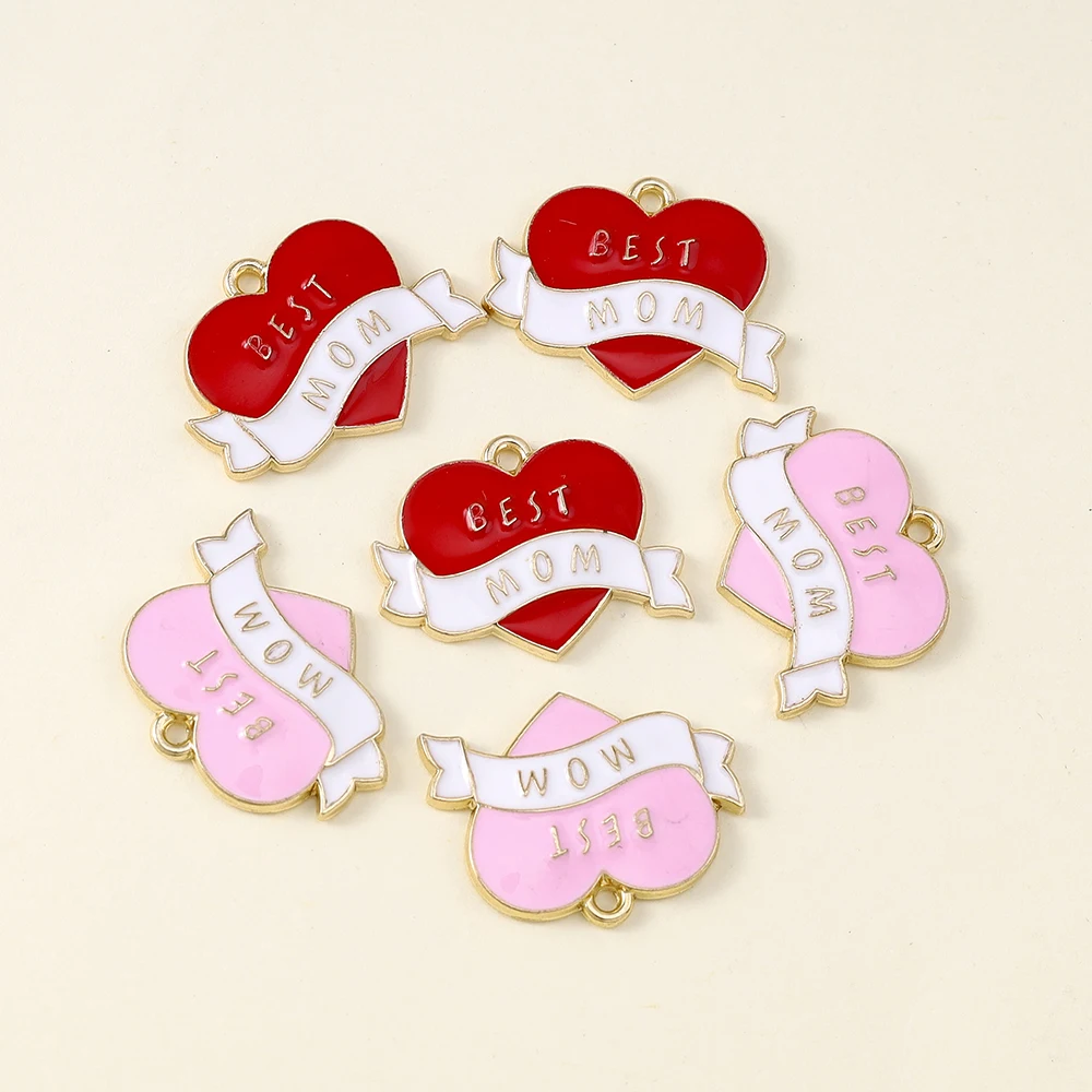 10 Stück Charms schöne Emaille Liebe beste Mon Herzen Anhänger für die Herstellung von Halsketten Ohrringen Schlüsselanhänger DIY handgemachte Bastelbedarf