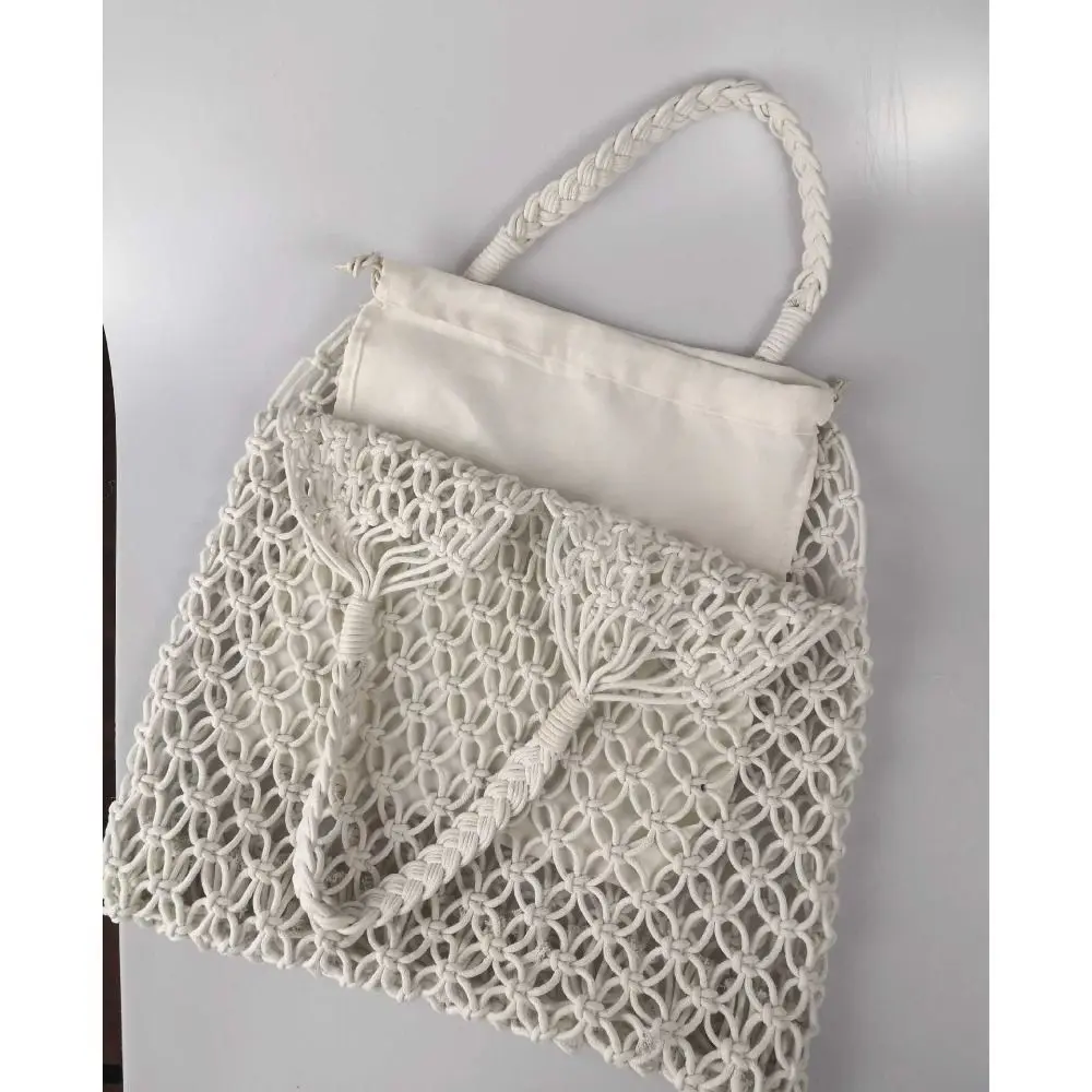 Hand-Woven Straw Bag Women Handmade Hollow Handbag Female Rattan Shoulder Bag Big Capacity Summer Casual Travel Beach Tote Purse