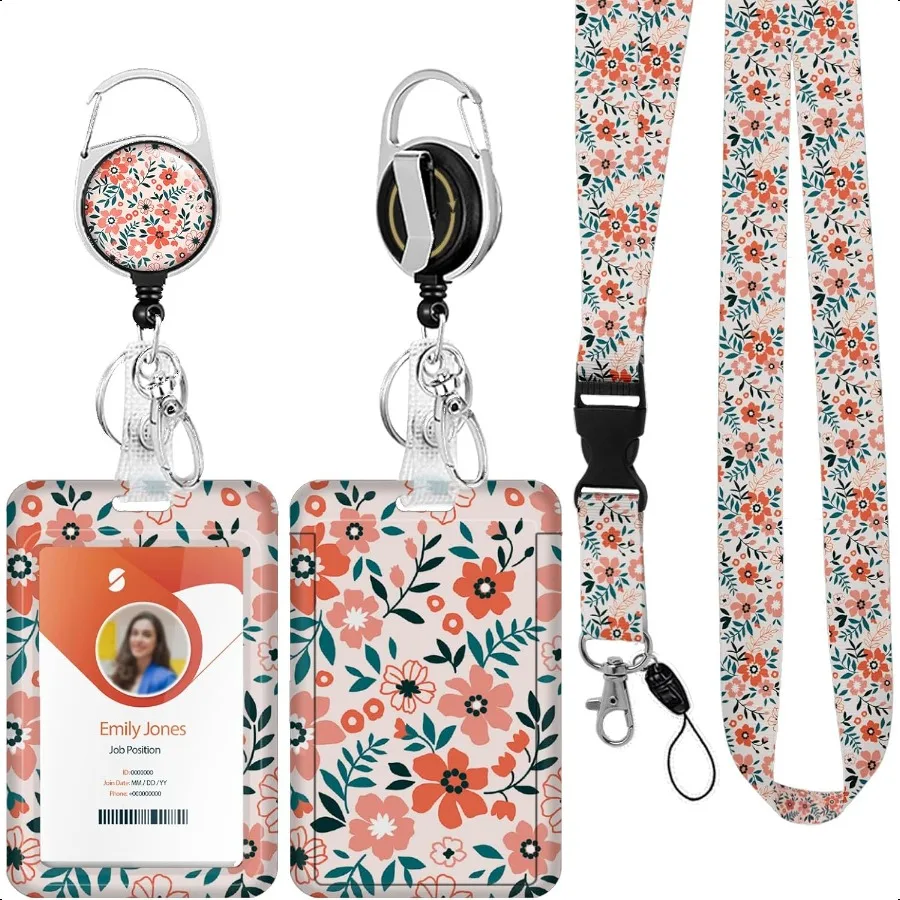 

ID Badge Holder with LanyardRetractable ID Badge Card Holders Detachable Neck Lanyard Strap with Badge Reel and Vertical ID Hol