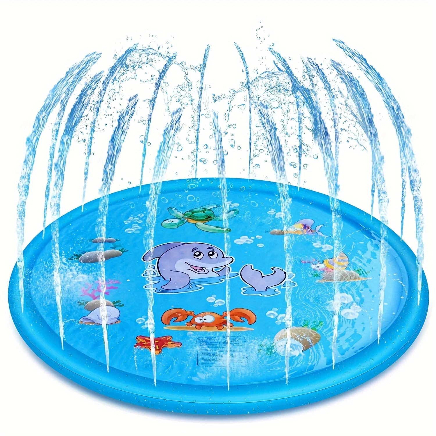 39.37inch Round Splash Pad Kids Sprinkler Pool Summer Outdoor Water Toys Fun Backyard Fountain Play Mat for Children And Pets