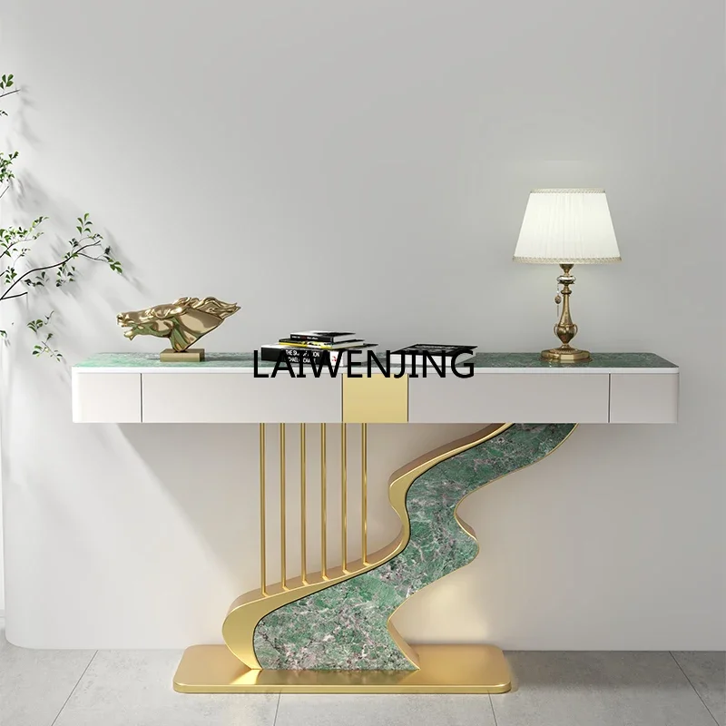 

MQ rock slab entrance table modern fashion simple wall foyer semicircular end view table decorative cabinet