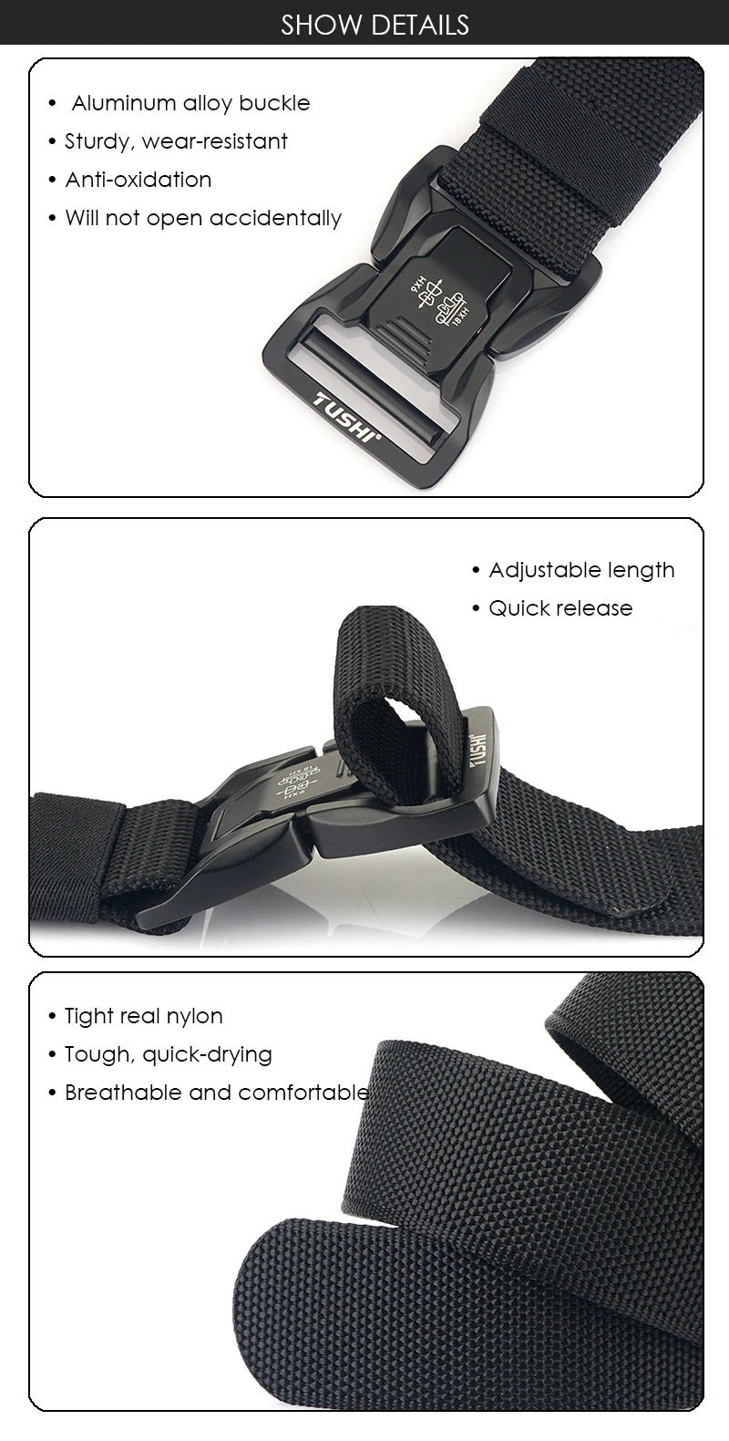 VATLTY neue 4,3 cm taktische Outdoor-Gürtel enge Nylon Aluminium Schnalle Schnell verschluss Herren Militär gürtel lässig breiten Bund männlich – Detail 4