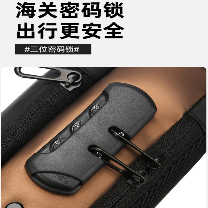 Multi functional password lock fashionable chest bag for men, large capacity portable commuting phone crossbody bag, trendy and image 4
