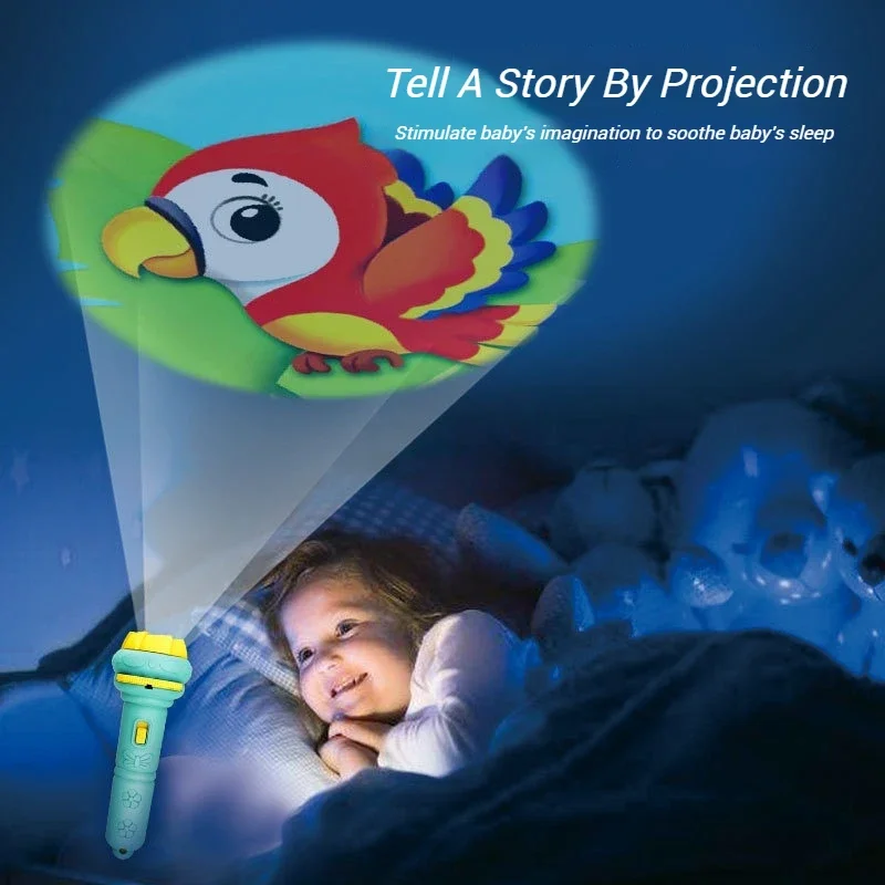 Lampe de poche projecteur 24 motifs pour enfants, 1 pièce, jouets pour enfants d'apprentissage préscolaire, torche de dessin animé, lampe de poche de Projection