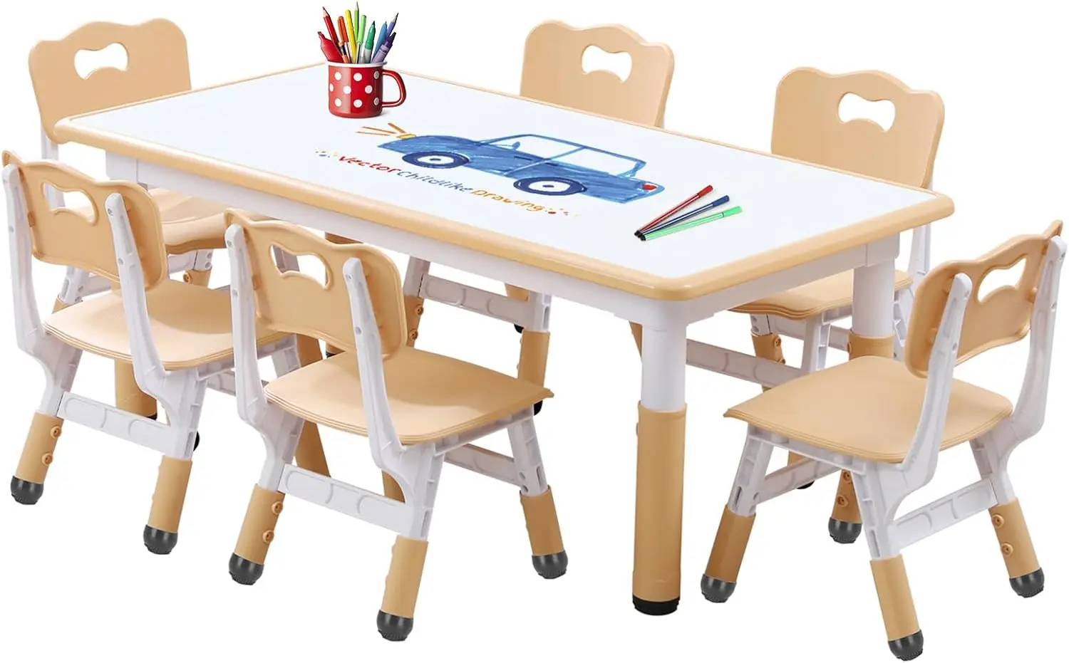 Mesa e cadeiras para crianças pequenas, mesa infantil (6 cadeiras), conjunto infantil e cadeira, conjunto infantil e cadeira 5-8 anos