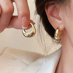 Mariasz Minimalist Luxury Gold Color Smooth Hoop Earrings for Women Girls Chunky Ear Buckle Punk Y2K Party Jewellery Gift