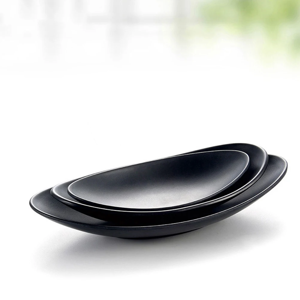 

2 Pcs Black Oval Sushi Plate Japanese Food Tray Serving Snack Tableware for Home Restaurant W4207 Matte Finish Sashimi