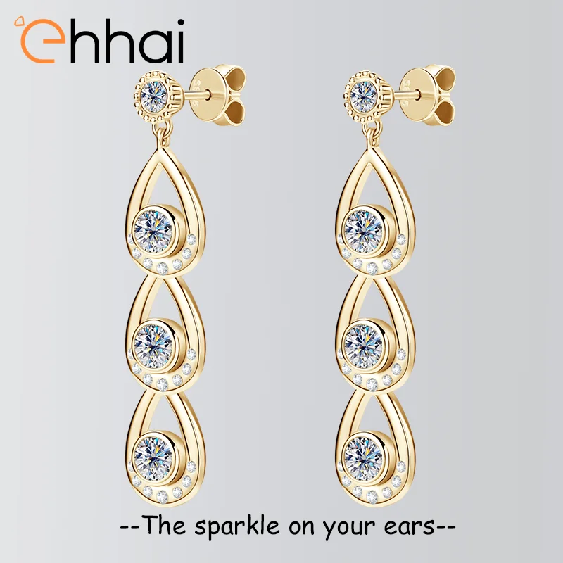 

Ehhai GRA Certifie 4 мм и 3 мм круглые серьги-гвоздики с муассанитом и каплями воды для женщин, ювелирные изделия из стерлингового серебра 925 пробы, подарок Pendiente