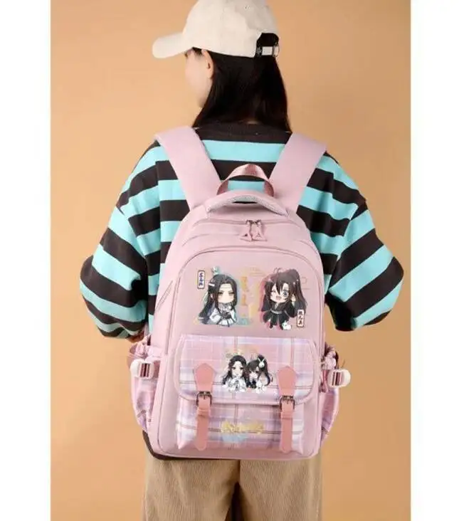 อะนิเมะเกมBreathableตาข่ายสีดําสีชมพูสีฟ้าGrandmaster Of DemonicการเพาะปลูกMo Dao Zu Shiโรงเรียนกระเป๋ากระเป๋าเป้สะพายหลังเด็กหญิง