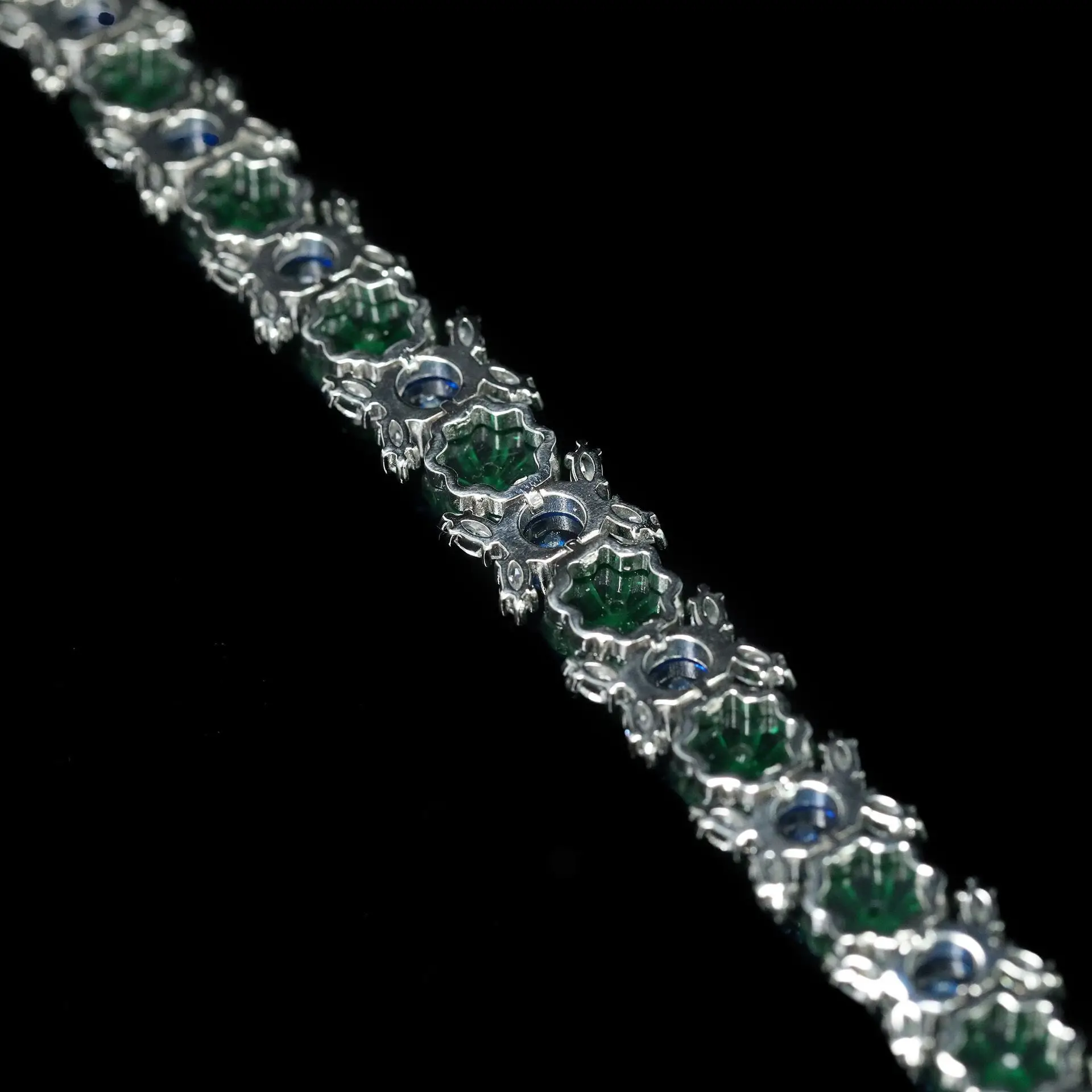 KQDANCE Vintage 925 Sterling Silver Lab Blue Sapphire Carbon Diamond Gemstone Fruit Bracelet Fine Jewelry Anniversary Gifts