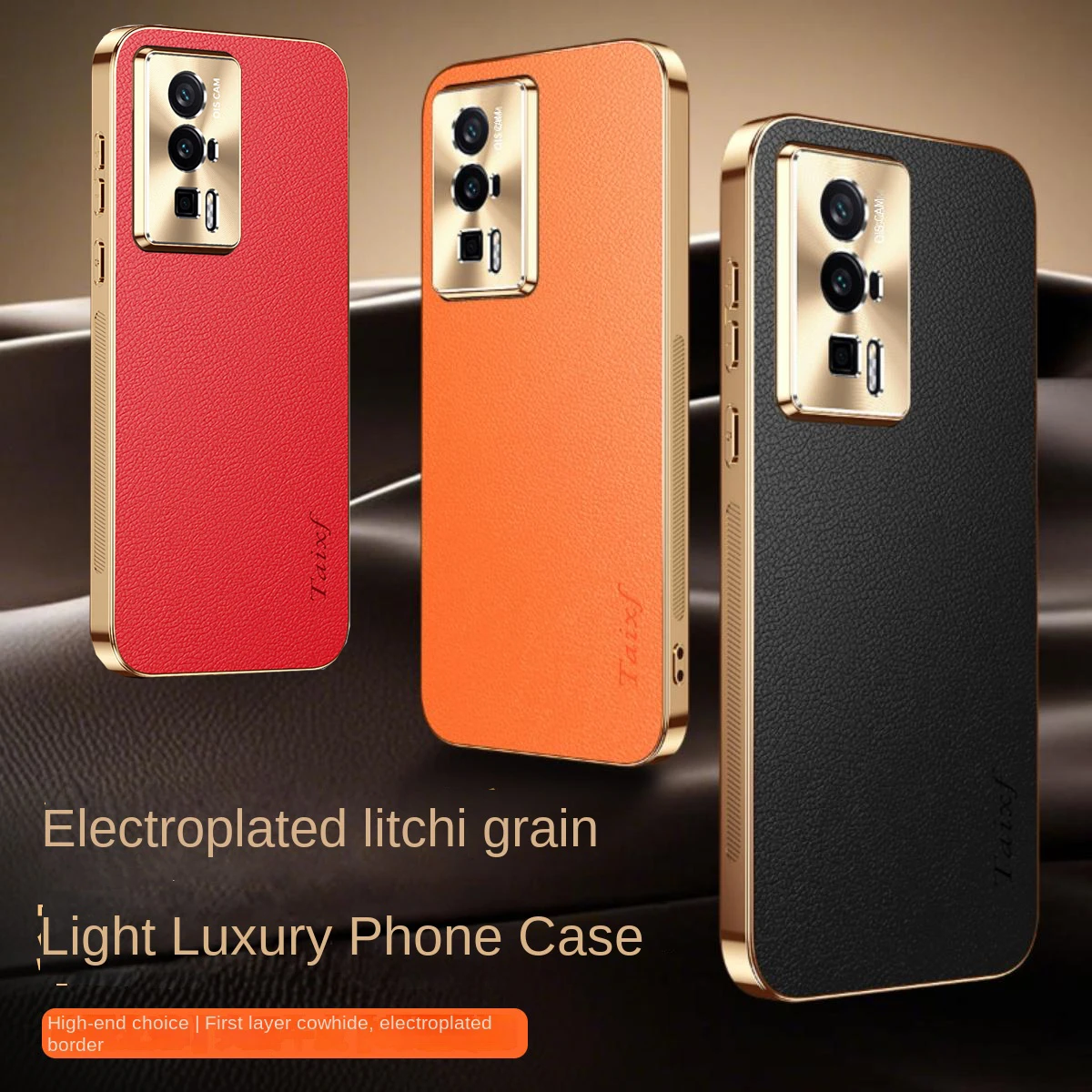 

Luxury Vegan Leather Phone Case For Xiaomi Redmi K60 K60 Pro Lens Protection Electroplated Shockproof For Poco F5 Pro Back Cover