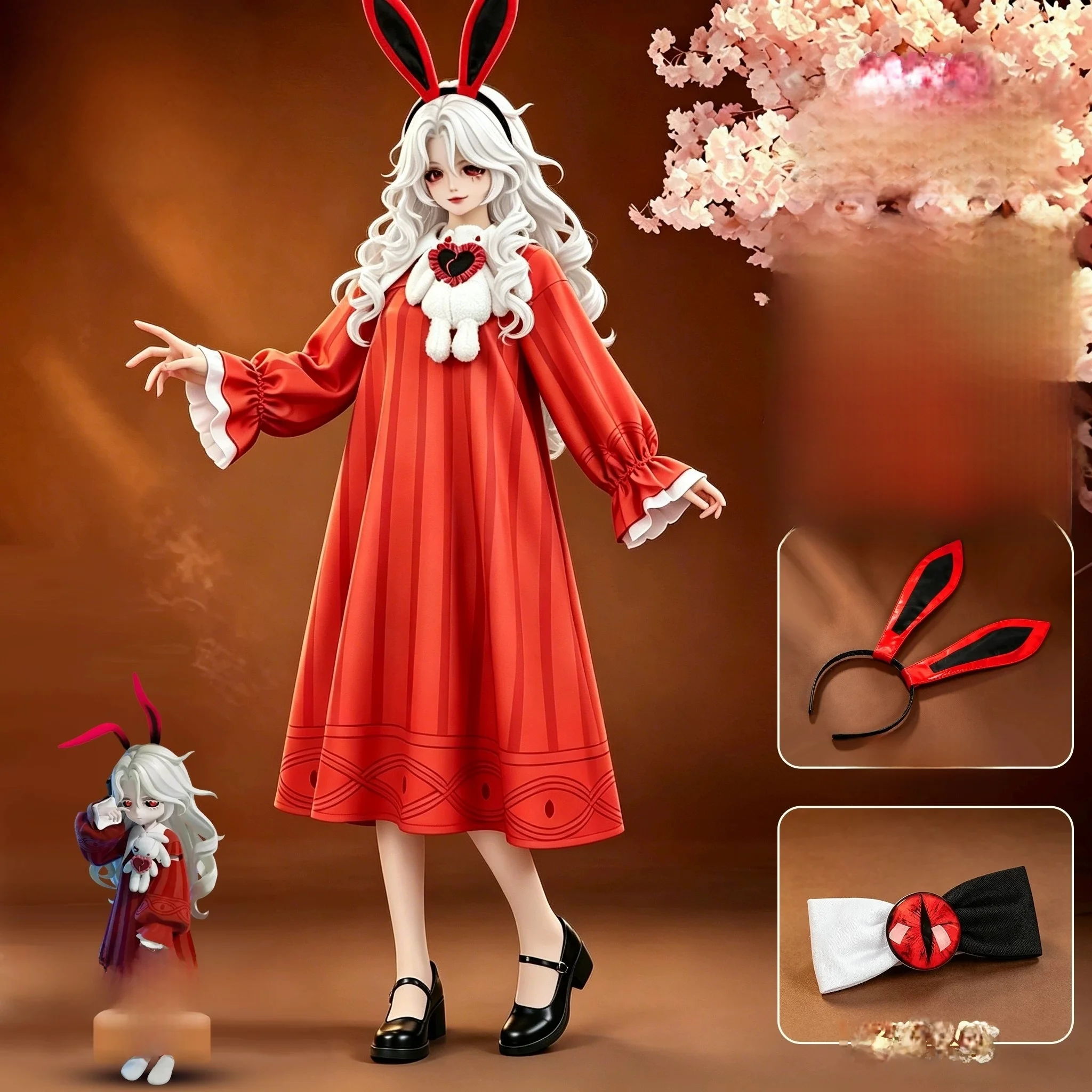 Vestido de Cosplay Lolita para Meninas e Adultos, Fantasia de Festa Temática Anime Lavável à Mão, Vestido de Uma Peça para Cr...