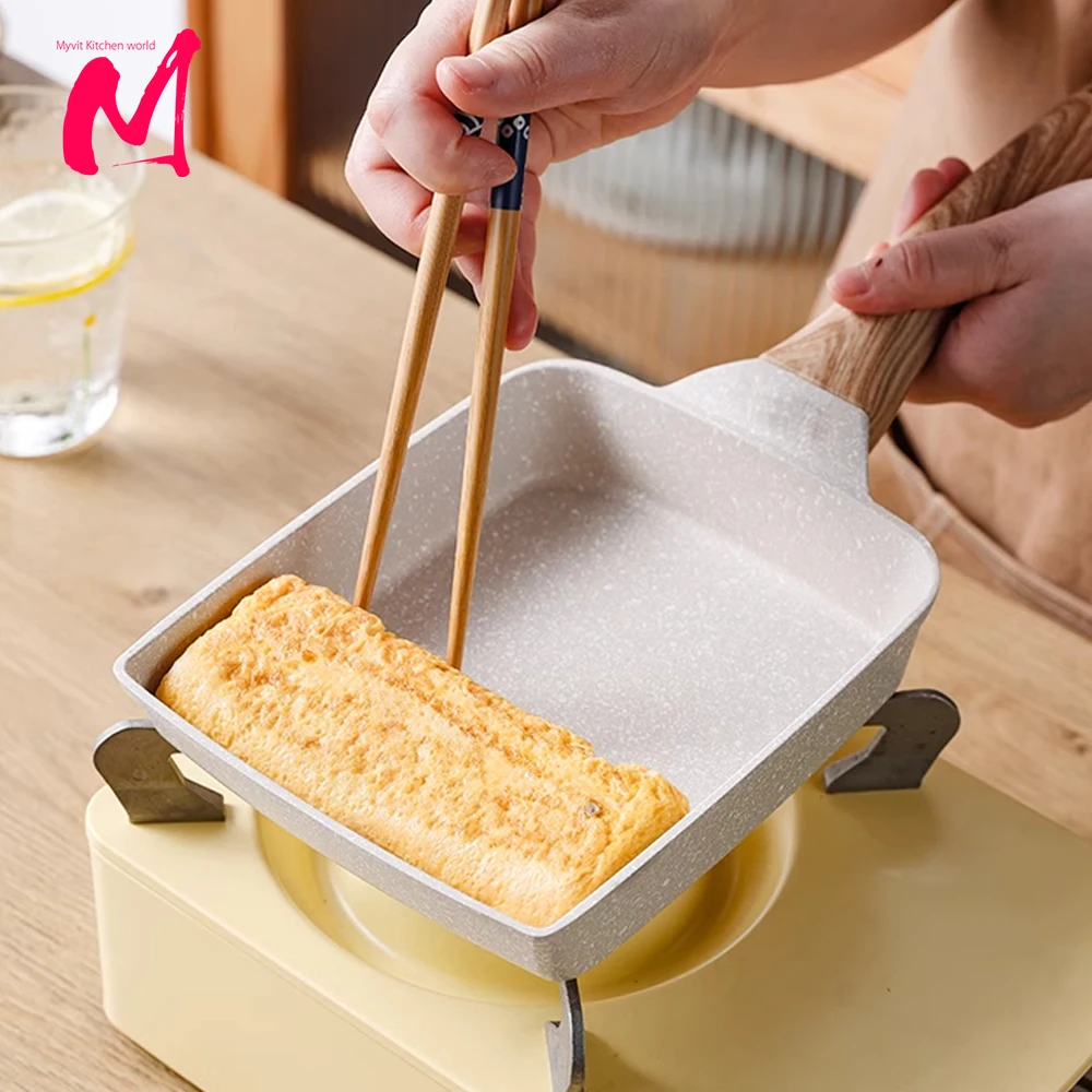 Tamagoyaki-Pfanne, antihaftbeschichtet, japanische Omelettpfanne, Eierbrötchenpfanne mit abnehmbarem