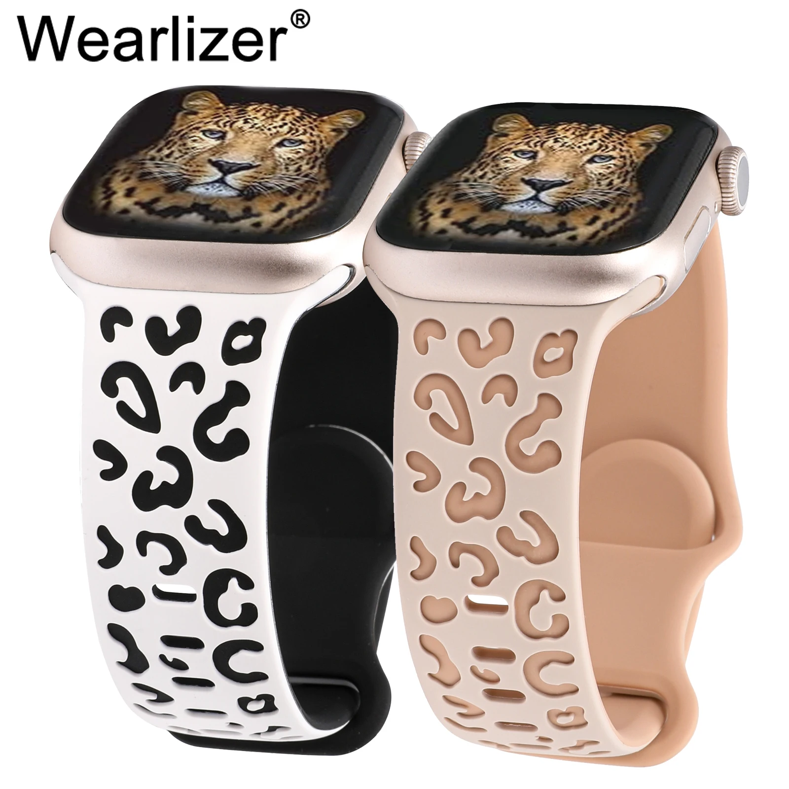 Wearlizer Engraved Band For Apple Watch Band 38mm 49mm 45mm 41mm Silicone correa Strap For IWatch Series Ultra 2 9 8 7 6 5 4 SE