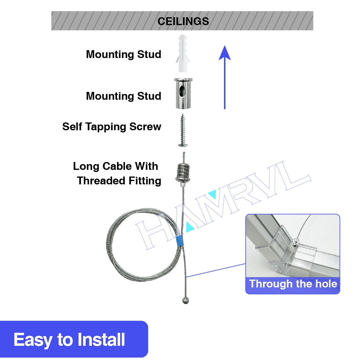 Hexagon Light Adjustable Suspension Rope and Splicing Connector All Copper 2Pin V/Y/L/T/I Cable LED Tube Lamp for Garage Ceiling