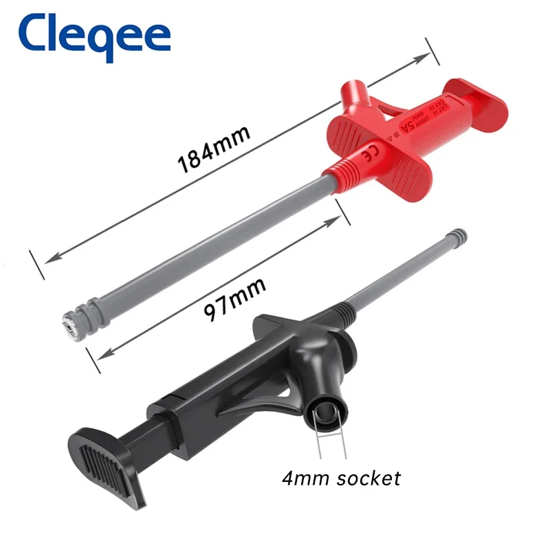 Cleqee P30042 Quick Test Hook Clip Professional Insulated High Voltage Flexible Testing Probe 4mm Banana Socket 1000V