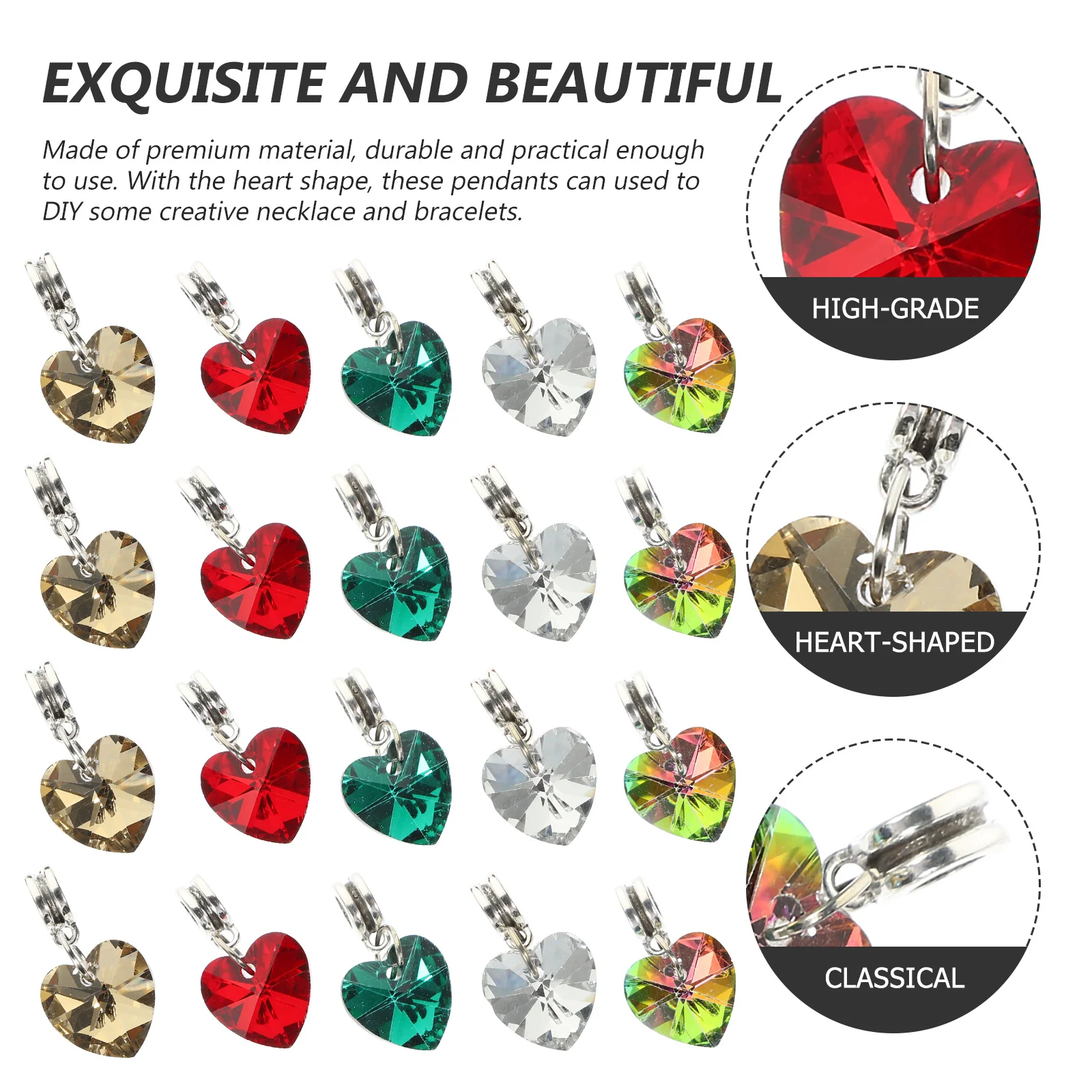 50Pcs Creative Heart Shape Electroplated Pendants DIY Jewelry Making Necklace Bracelet Accessories Professional Charms