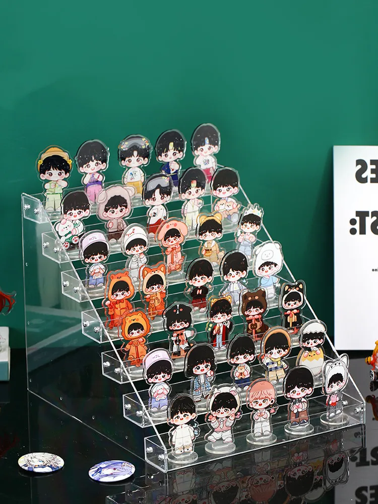 Acrylic Stand Desk Decor Clear Storage Box Blind Box Toys Display Rack Anime Millet Badge Organizer Shelf Figure Storage Case