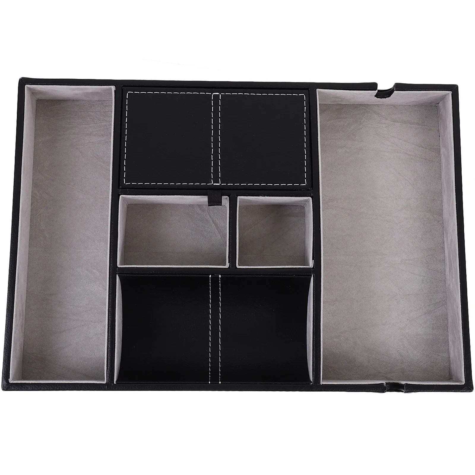 

Стильный настольный органайзер из ПУ с 5 отделениями для телефона, ключей, очков, черный ящик для хранения