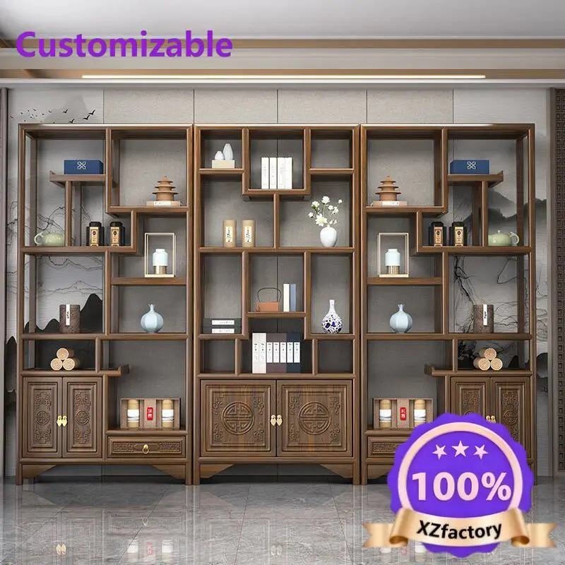 Factory Direct 2026 Top RatedBogu shelf Solid wood display cabinet Bookshelf cabinet Office partition Duobao Pavilion tea room s