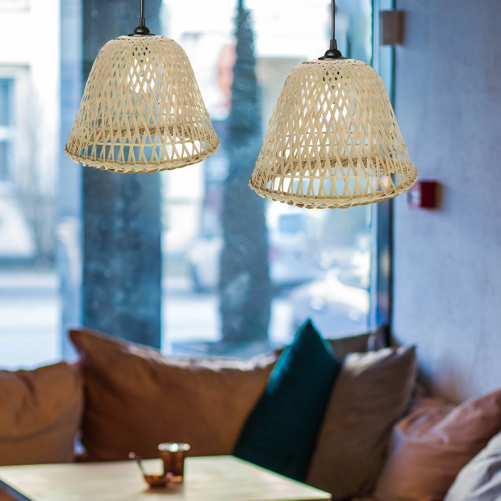 

Bamboo Lampshade Barrel Style Light Cover For Chandelier Ceiling Table Modern Drum Lamp Shade Replacement Accessory Small Lamp