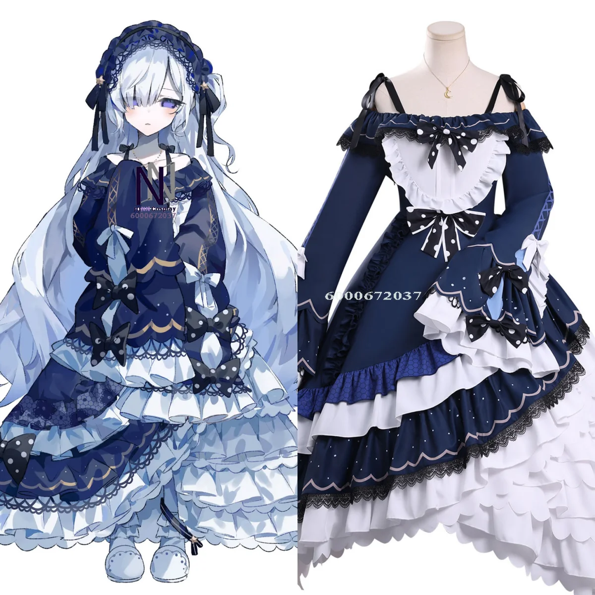 

Game Magical Girl Witch Trials Cosplay Costume Anime Anan Natsume Role Playing Lolita Blue Dress Outfit for Women ComicCon Party