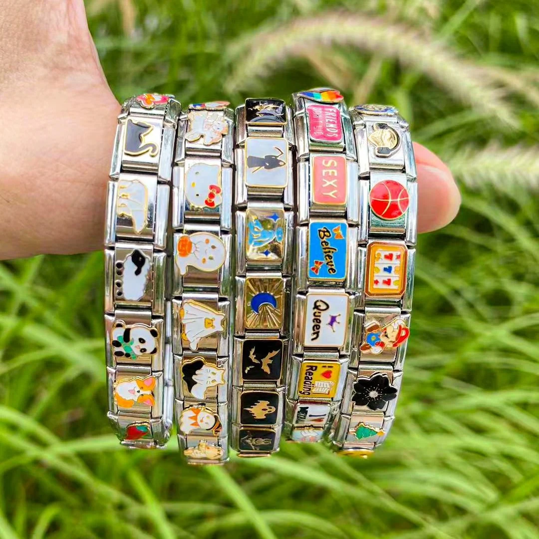 

18-108 Pcs New Fashion Random Mix Mystery Boxes Italian Link Bracelet Personality Stainless Steel Jewelry DIY Making