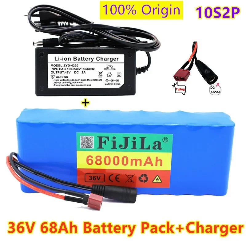 

36V 68Ah10S 2P 18650 akku 68000mAh, modifizierte Fahrräder, elektrische fahrzeug 42V Schutz PCB + 42V Ladegerät