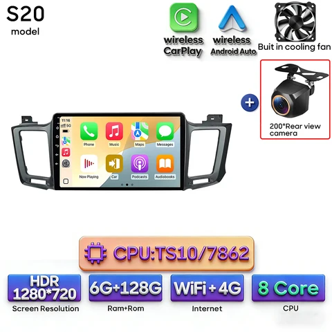 Для Toyota RAV4 4 XA40 5 XA50 2012-2018: Автомобильный мультимедийный плеер Android 16 с Carplay, головное устройство, радио, видео, навигация, GPS, Bluetooth