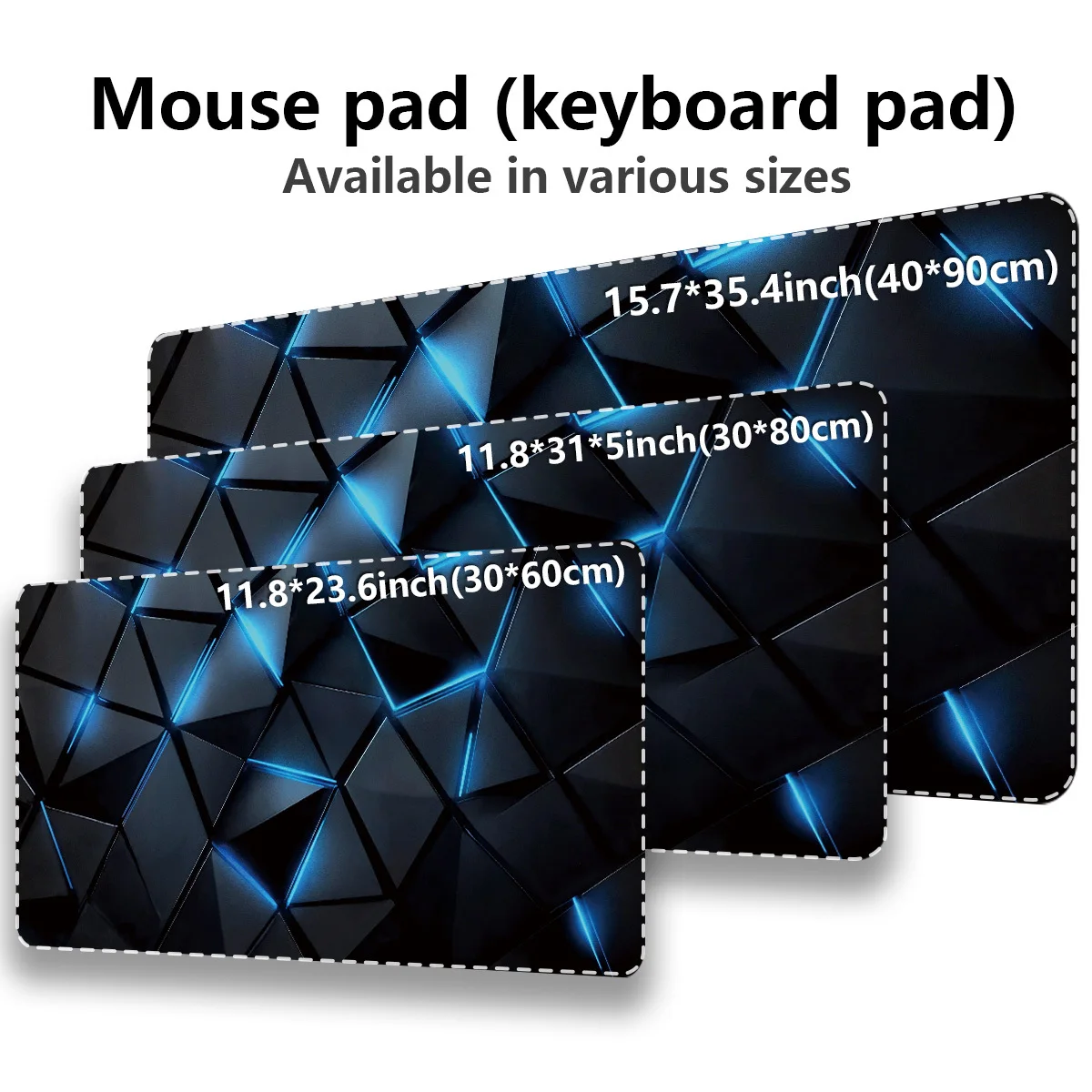 

1pc Blue and Black Washable Mouse Pad Desk Mat Gaming Non-Slip Rubber Office Computer Mousepad Durable for Laptop PC Home Office