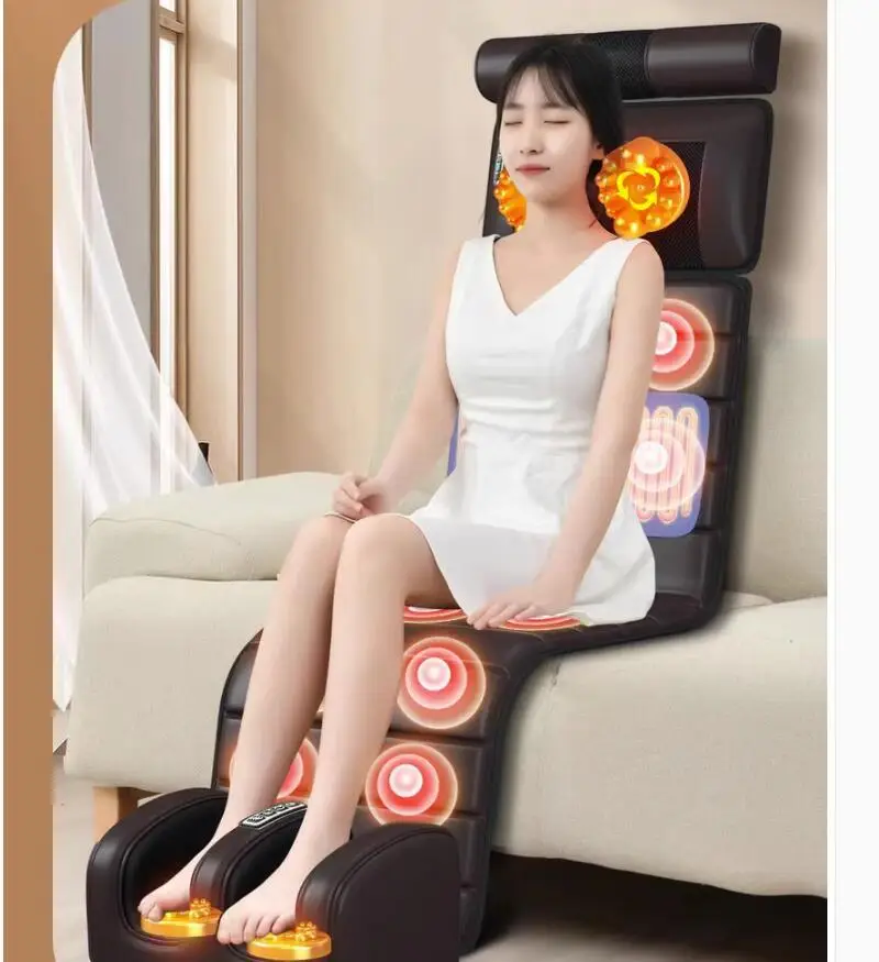 AirBag Massage Cushion Electric Kneading Reclining Chair Home Mattress Massager Cervical Spine Back Waist Whole Body Relief 110V