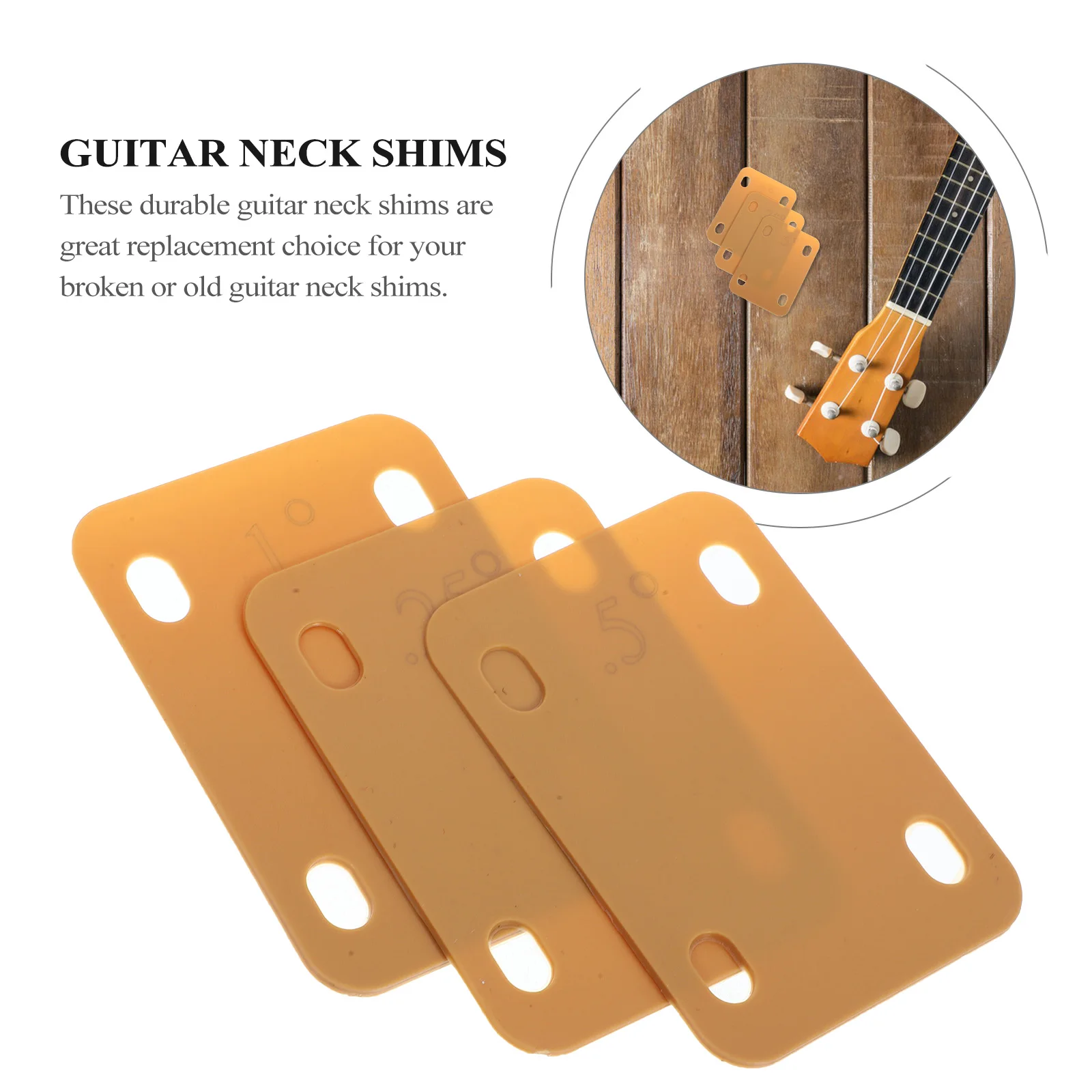 

3 Pcs Guitar Neck Gasket Heightening Bass Plate Shims Acoustic Replacement Parts Plastic