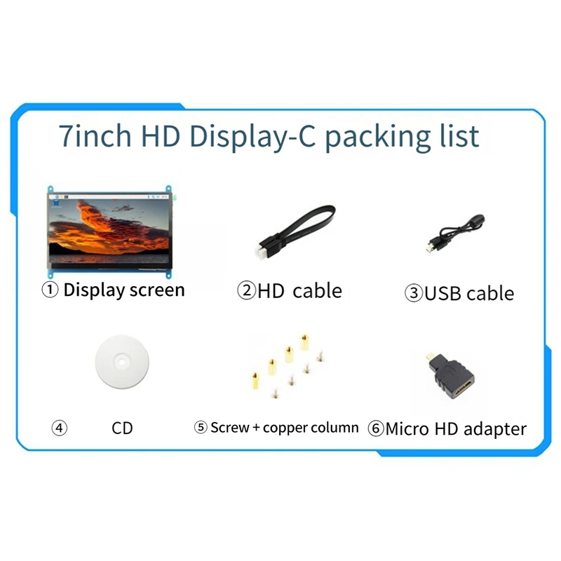 For 7 Inch Raspberry Pi LCD -Compatible Raspberry Pi 3B+/4B HD IPS Display Multifunction Display Module