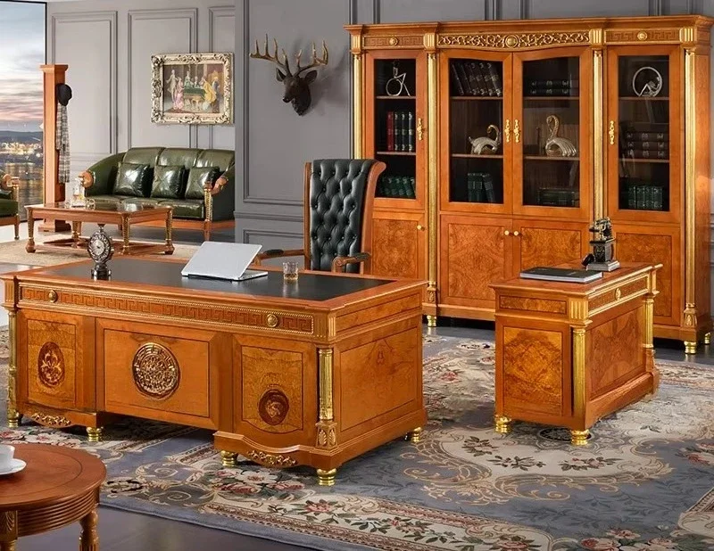 Luxury classic carved wooden office furniture table